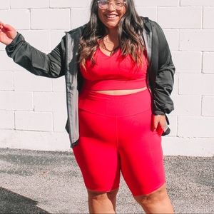 SET!! Fabletics Red Sports Bra and Bike Shorts